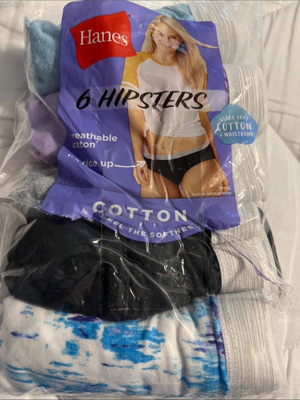 Hanes 5-Pack Women’s Hipster Briefs - Black, Blue, Lavender, Gray, Tie-Dye